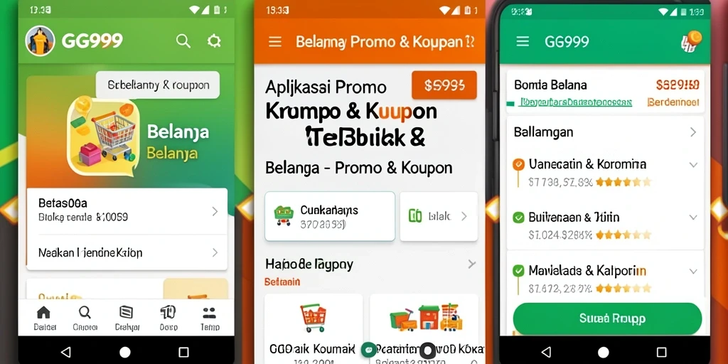 Antarmuka aplikasi GG999 yang menampilkan kupon dan promo menarik.