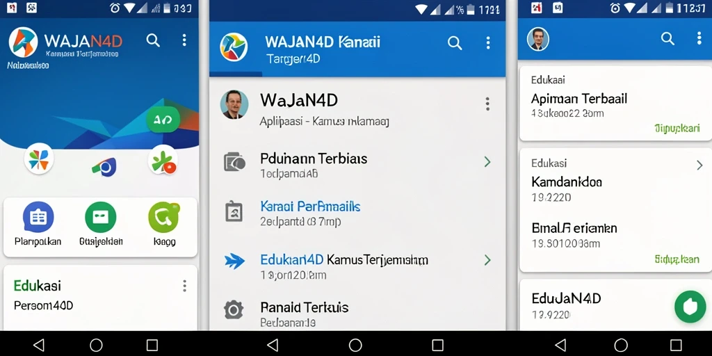 Tampilan antarmuka aplikasi Kamus Terjemahan WAJAN4D yang intuitif.